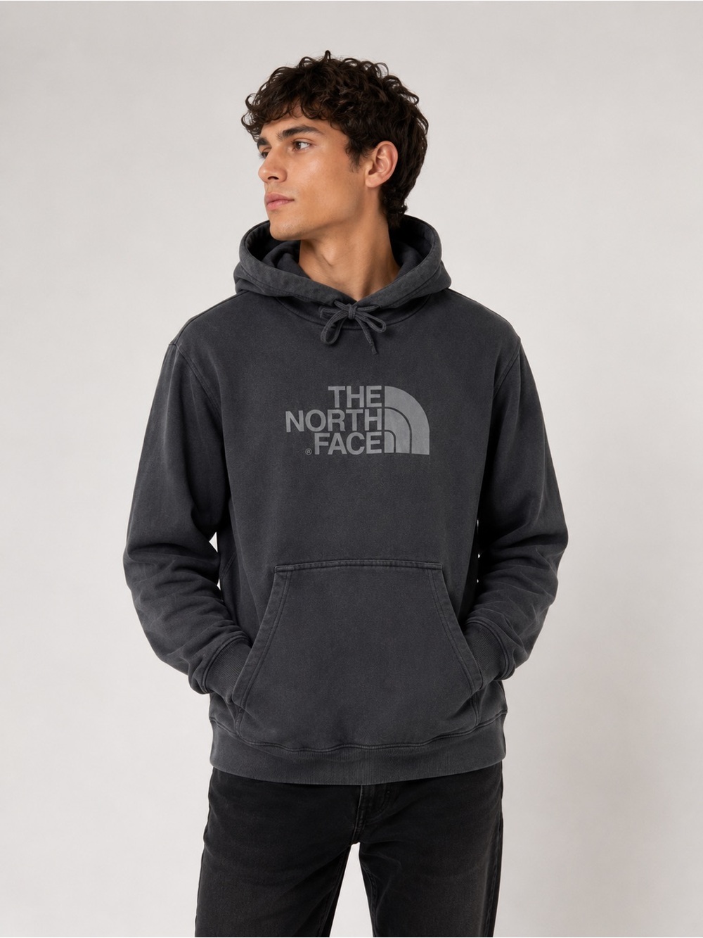 The North Face Black Logo Hoodie Pullover – Size M (Approx)